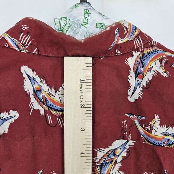 Vintage Reyn Spooner Shirt Mens XL‎ Hawaiian Short Sleeve Marlines AOP Trashed - Picture 9 of 14